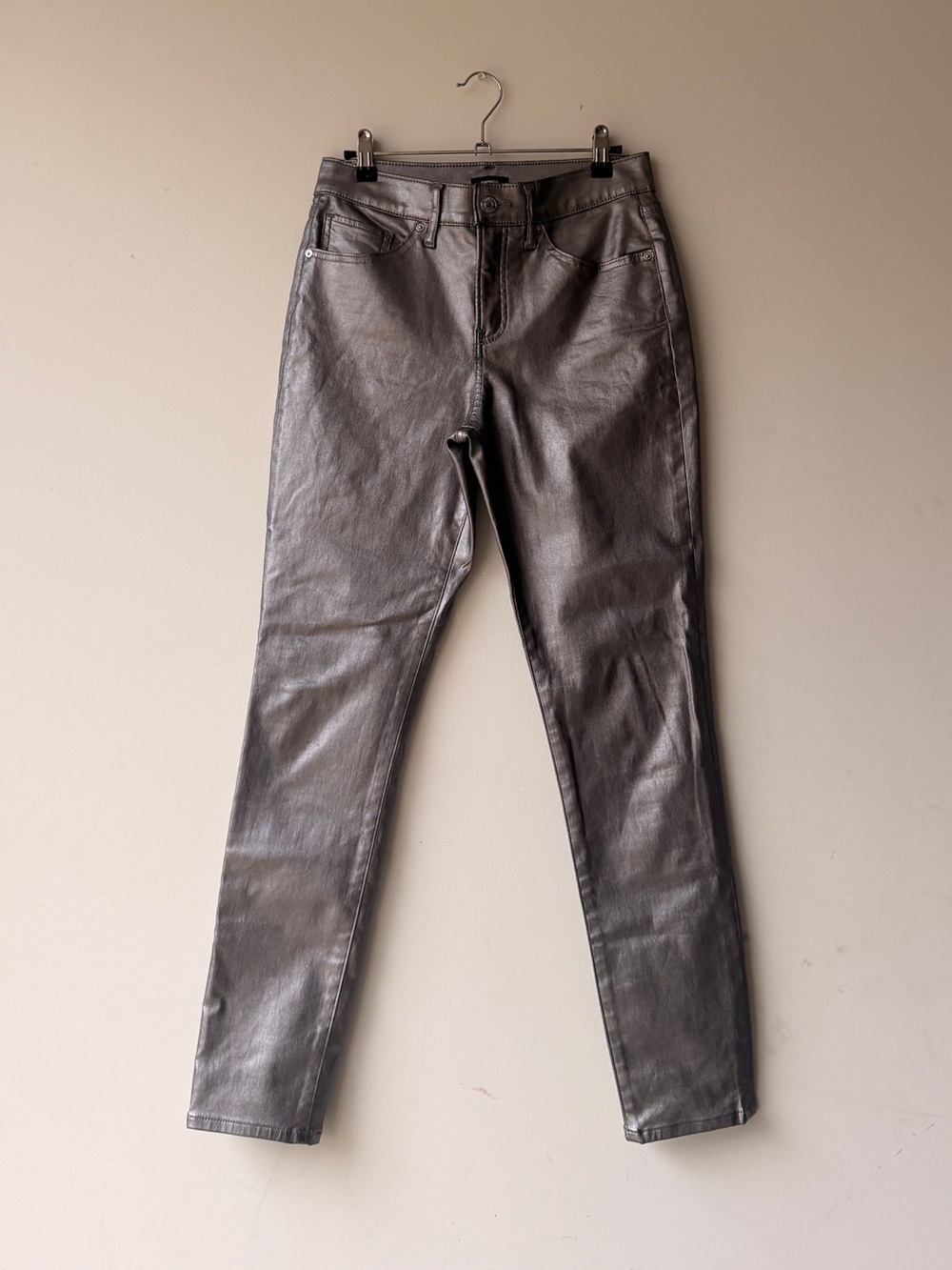 Express Women's Silver Metallic Skinny Jeans